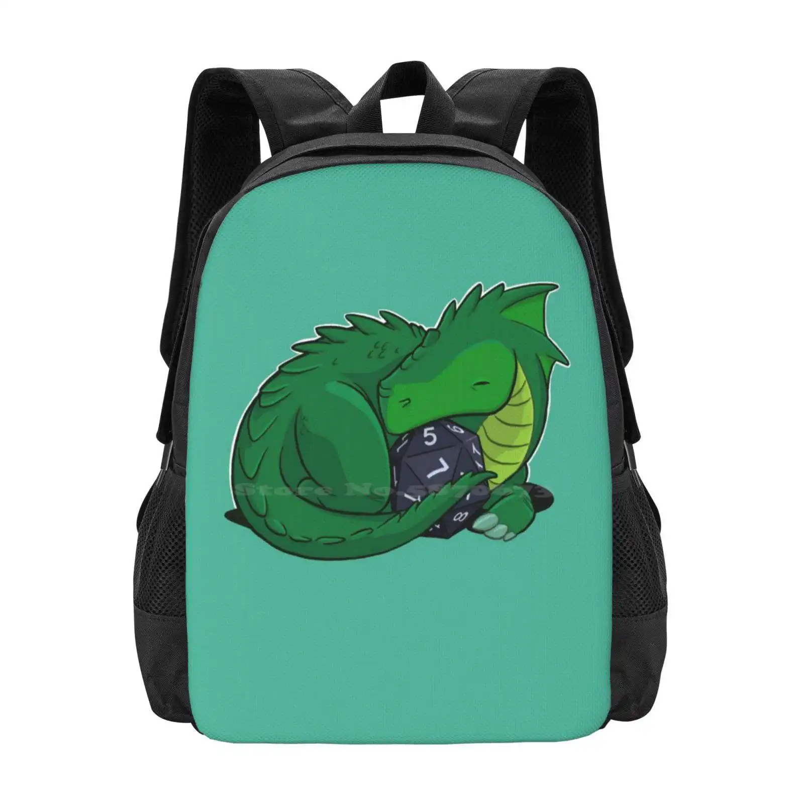 Рюкзак D20 Green Dragon для студентов, школьная сумка для ноутбука, дорожная сумка Baby Dragon, мультяшное милое существо из комиксов D20 Dice Dnd