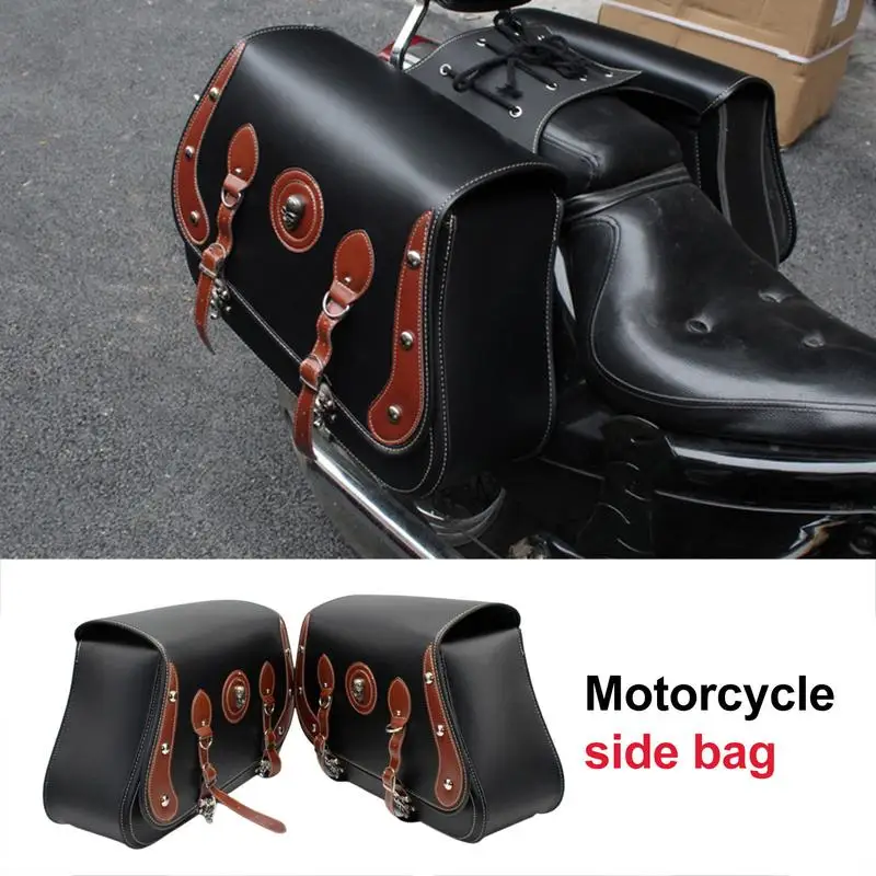 Мотоциклетная седельная сумка для багажа, инструментов, боковая сумка из искусственной искусственной кожи, многофункциональная прочная простая мотоциклетная сумка в стиле ретро