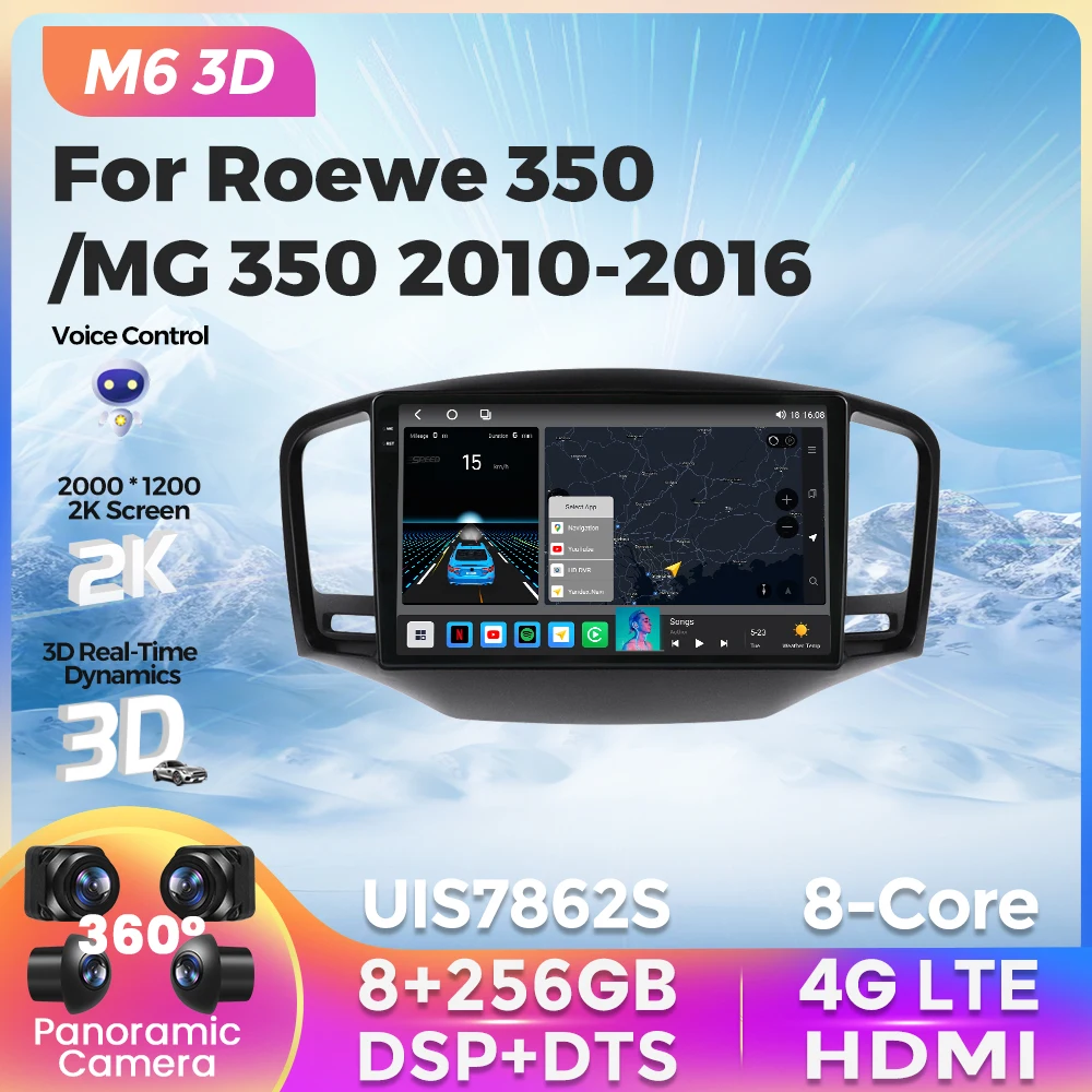 M6 Plus 2K QLED Новейший автомобильный GPS-навигатор Android для Roewe 350 MG 350 2010 2011 - 2016 Беспроводной Carplay Auto 3D UI Все в одном