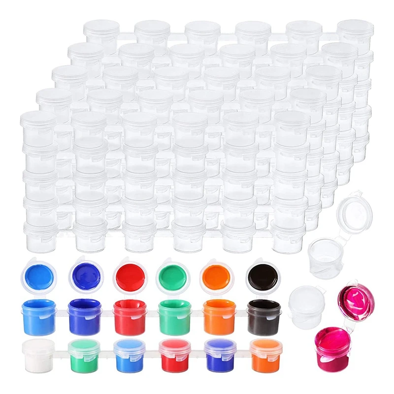 200 полосок 1200 Горшочков Пустые полоски для краски Стаканчик для краски Прозрачные пластиковые контейнеры для хранения принадлежностей для рисования (3 Мл / 0,1 унции)