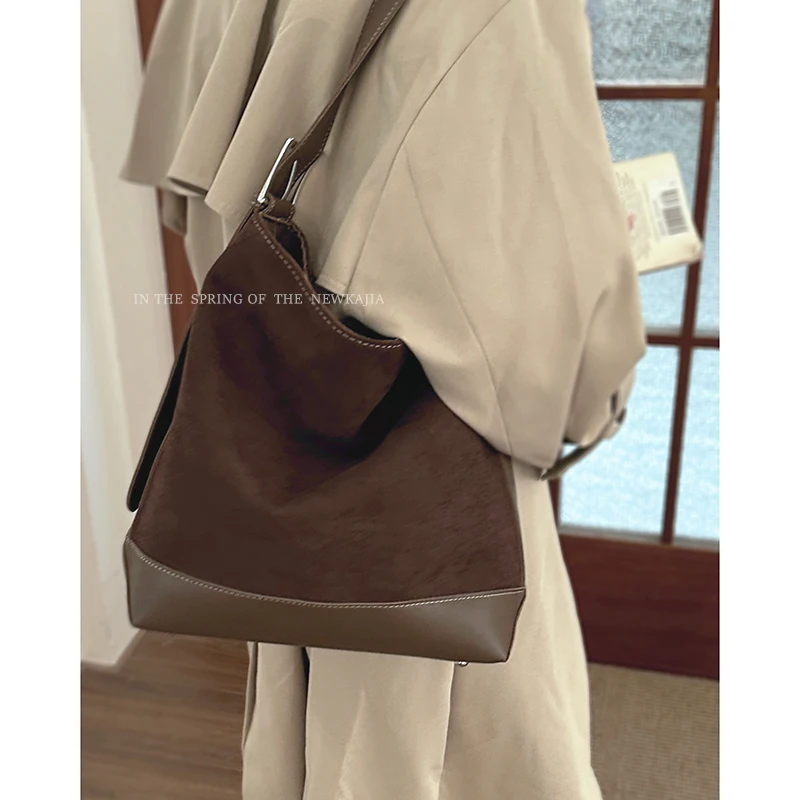 Сумка в стиле ретро, модная сумка-мешок для пригородных поездок, сумка-тоут Senior Sense, большая вместительность, широкий плечевой ремень через плечо, Ba