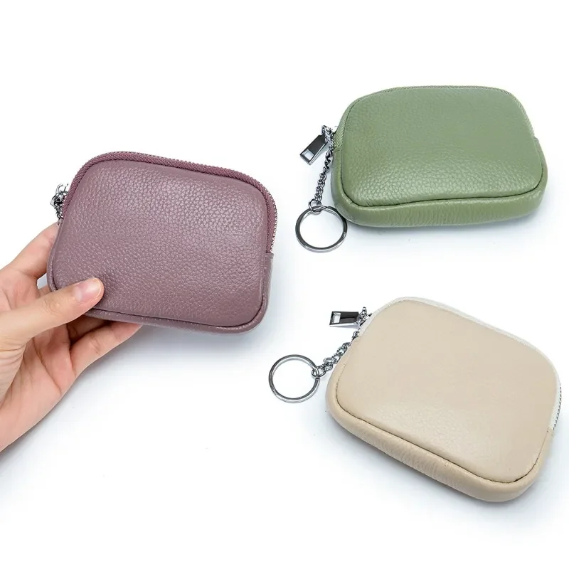 Ультратонкий кошелек для монет, маленький мини-кошелек из мягкой кожи, простая сумка для ключей на молнии, сумка для наушников, женская сумка для монет