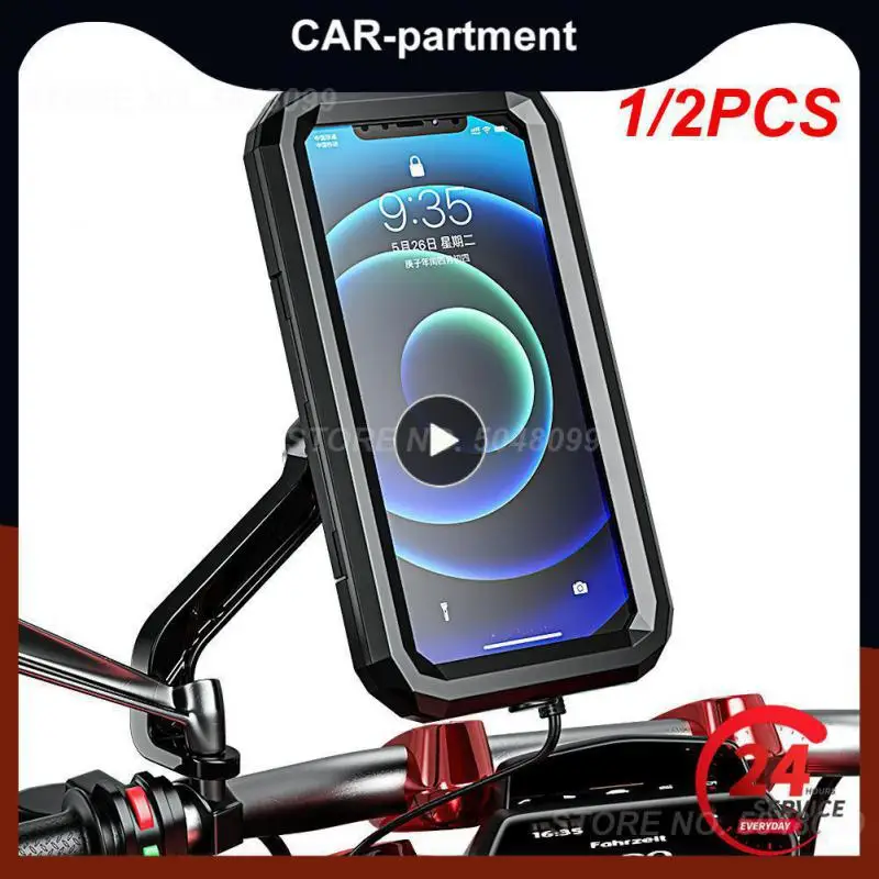 1 /2ШТ Водонепроницаемый держатель мобильного телефона для мотоцикла для смартфона с креплением на 4,7-6,8 дюймов, зеркало заднего вида, держатель для защиты от встряхивания с сенсорным экраном