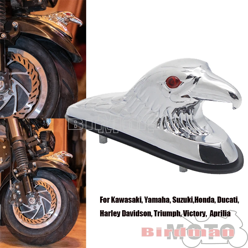 Универсальное Украшение Брызговика Harley Honda Kawasaki На Заказ Для Мотоцикла Eagle Head Рамы Переднего Крыла Орнамент Статуя Хром