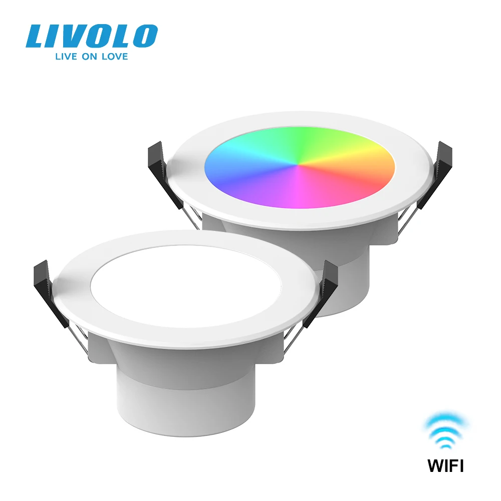 LIVOLO Wifi Smart LED Downlights Теплая Лампа, RGB + CCT, Цветная Сменная, Функция Таймера Затемнения для приложения Google Home Alexa Control