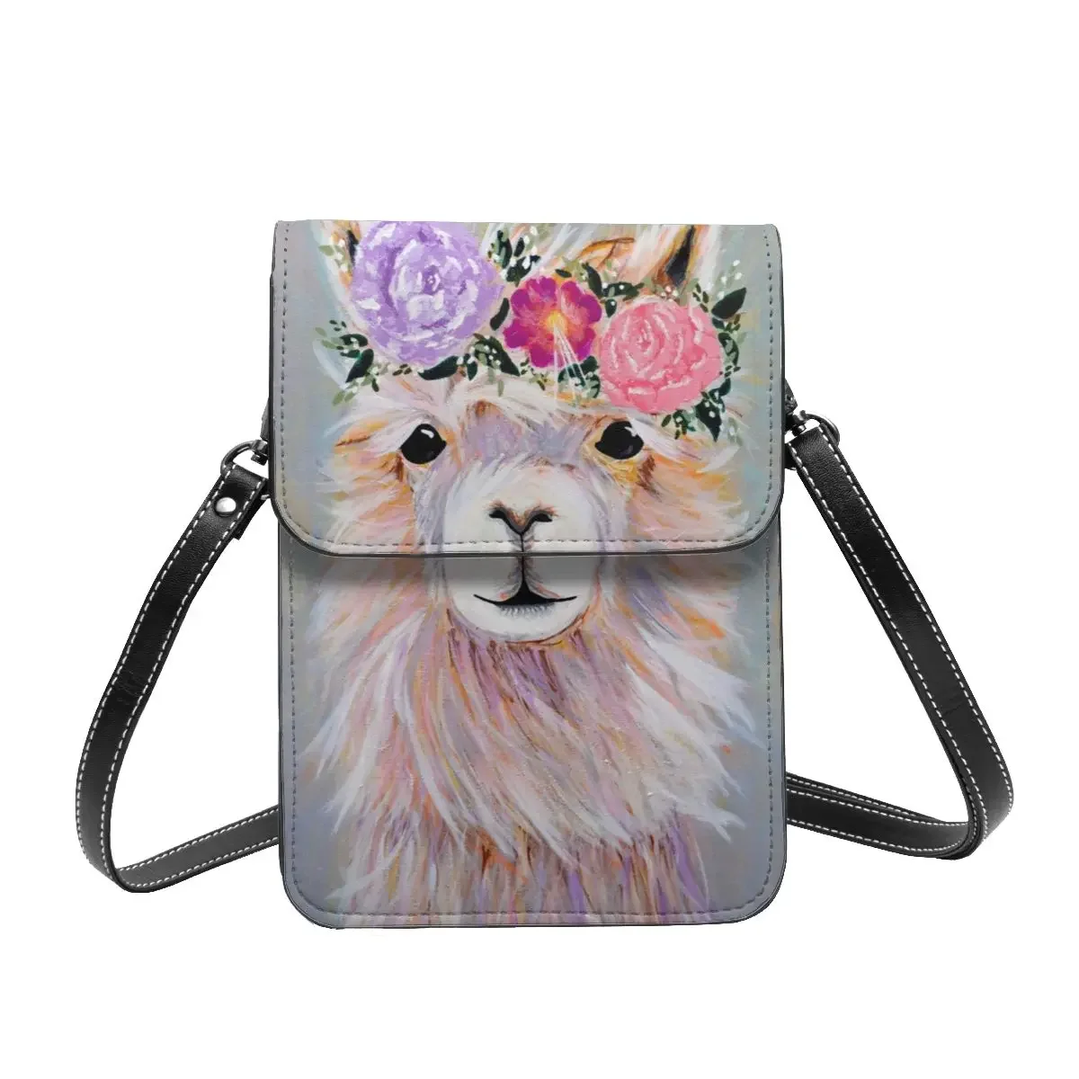 Сумка из альпаки с розами, цветочный венок, объемная забавная сумка для мобильного телефона, кожаные офисные женские сумки