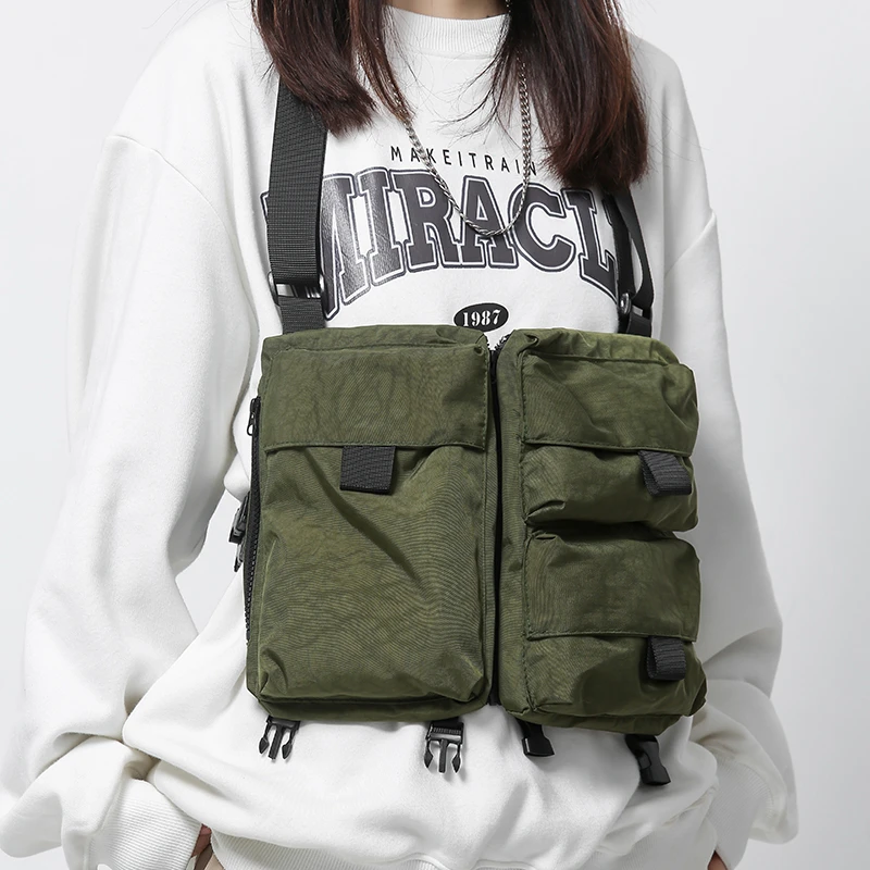 Функциональная тактическая нагрудная сумка, модный нейлоновый жилет в стиле хип-хоп, уличная одежда, поясные сумки, женская нагрудная сумка через плечо