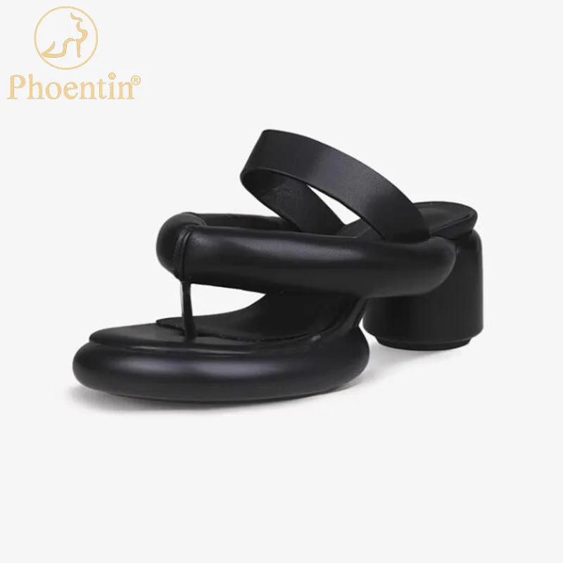 Phoentin / фирменная новинка; женские вьетнамки; 2023 летние уличные тапочки на высоком каблуке с круглым носком; модные дизайнерские босоножки FT2709