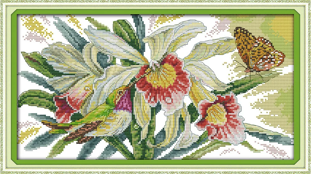 Бабочки над цветами набор для вышивки крестом количество растений принт 18 карат 14 карат 11 карат ручная вышивка DIY handmade сумка для рукоделия