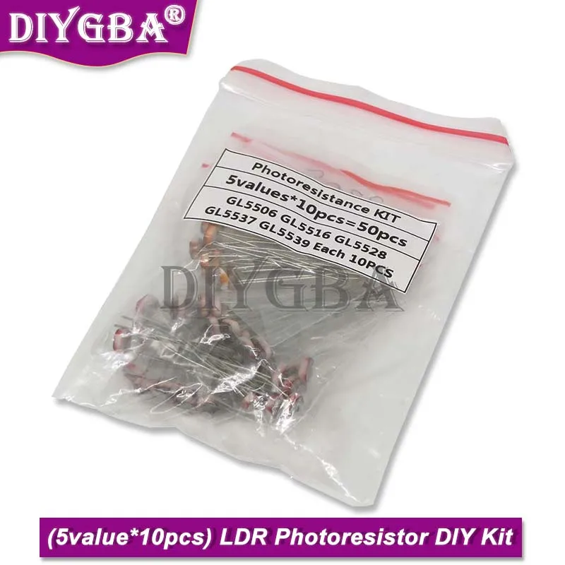 5 значение * 10шт = 50шт LDR Фоторезистор Diy Kit Для GL5506 GL5516 GL5528 GL5537 GL5539 IGMOPNRQ