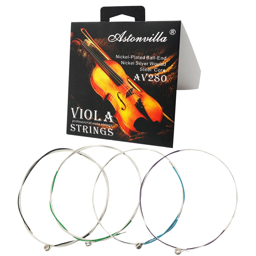 Струны альта AV280 Струны с высококачественным стальным сердечником, струны с серебряной обмоткой Nickeil, универсальные аксессуары для струнных инструментов Viola