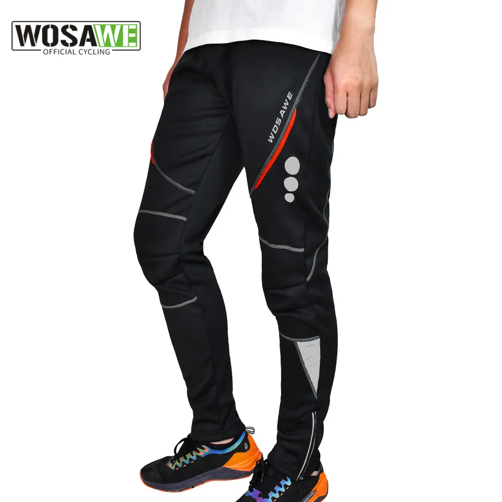 Ветрозащитные мужские велосипедные брюки WOSAWE с зимней флисовой подкладкой, водонепроницаемые теплые брюки для катания на горных велосипедах, рыбалки, фитнеса