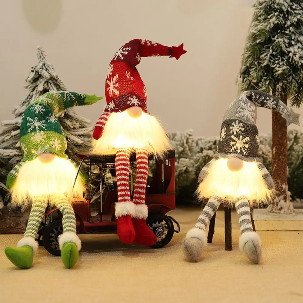 Плюшевые рождественские украшения безликого старичка, рождественские украшения со светодиодной подсветкой, кавайная забавная кукла-карлик, подарки для детей