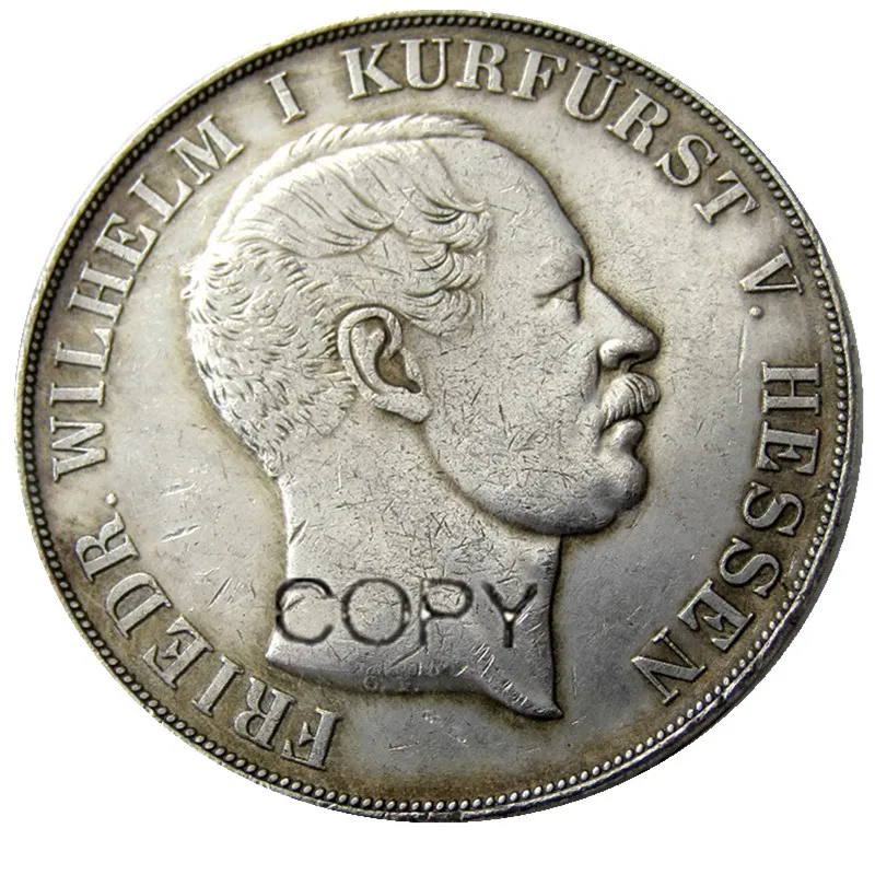 DE(16-18) Германия Доппельталер, 2 Талера, Гессен-Кассель Набор (1851 1854 1855) 3шт Посеребренная Копия монеты