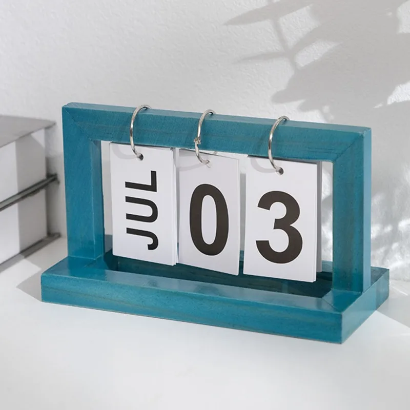 Ежедневный офисный Металлический перекидной настольный календарь, вечный Деревянный винтажный календарь для дома, декор кухонного стола, Деревянный календарь