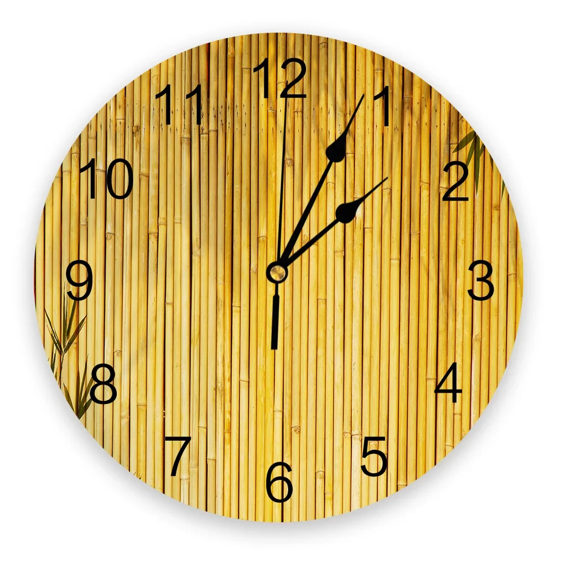 Часы с бамбуковыми листьями Домашний Декор для гостиной Большие круглые Настенные часы Без Звука Кварцевые Настольные часы Украшение спальни Настенные часы