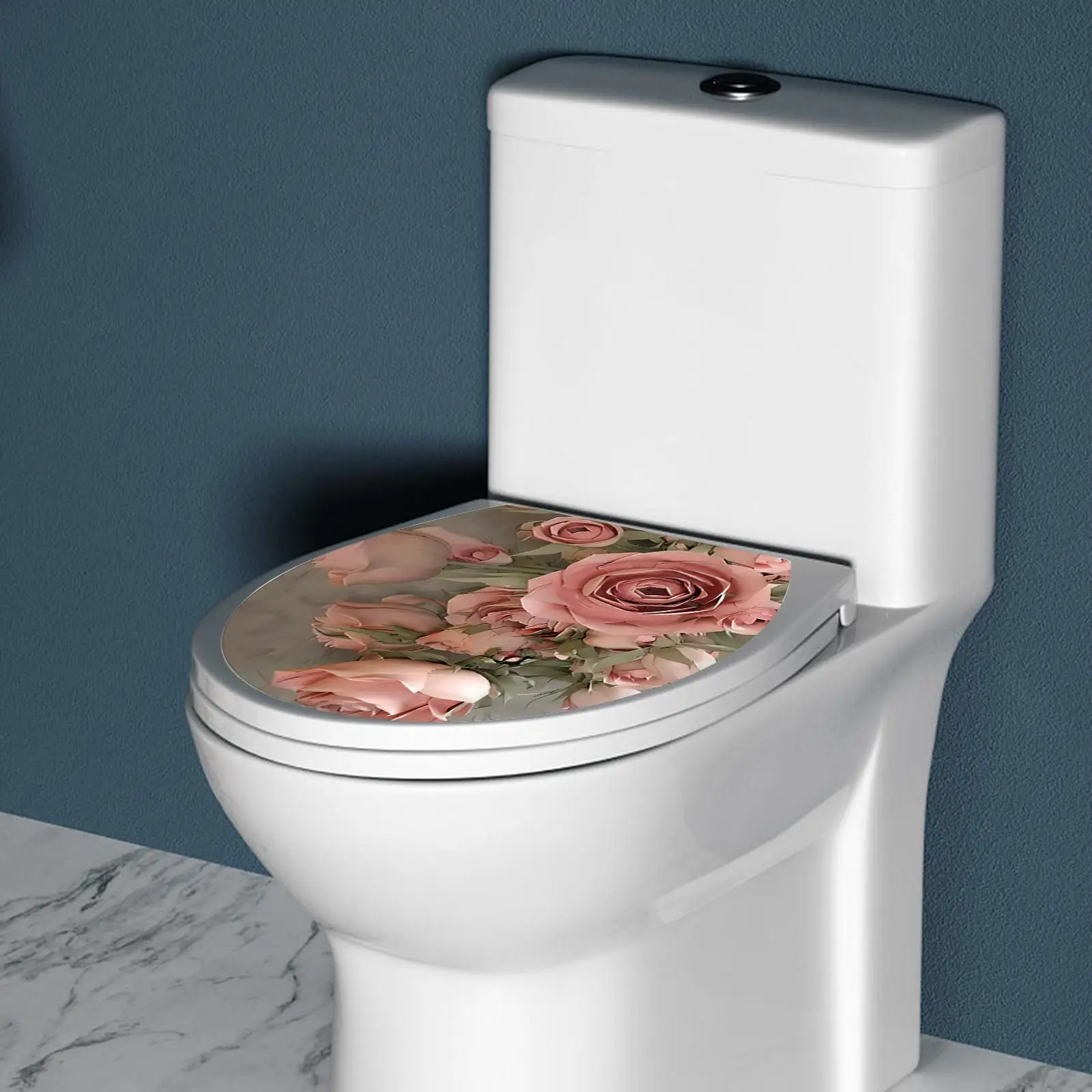 Наклейки на крышку унитаза, самоклеящиеся наклейки в стиле украшения унитаза, цветочные наклейки для ванной комнаты, декор для туалета, туалет