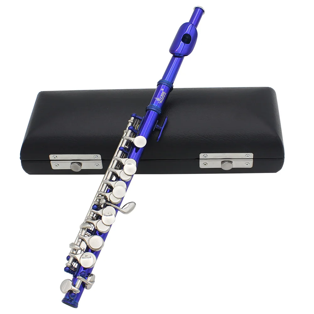 Флейта C Key Piccolo половинного размера, профессиональная мельхиоровая синяя серебряная клавиша Piccolo с мягким чехлом, салфетка для чистки, отвертка