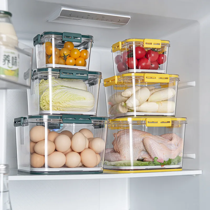 Квадратный Герметичный Более Четкий Кухонный Бытовой Прозрачный Ящик Для Хранения Пищевых Продуктов Пластиковый Ящик Для Хранения Холодильника