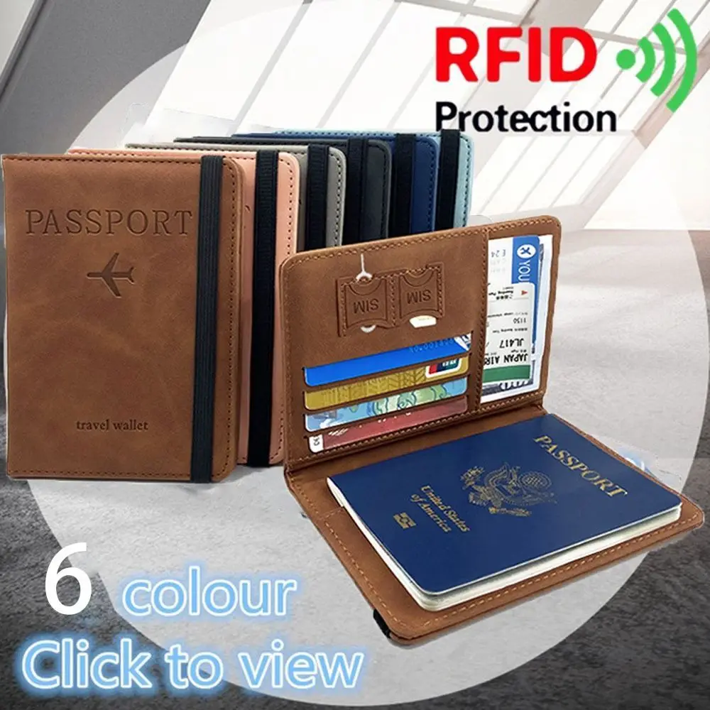 Кожаный RFID-держатель для паспорта, Портативный Многофункциональный водонепроницаемый RFID-кошелек, Ультратонкий чехол для документов, паспорт