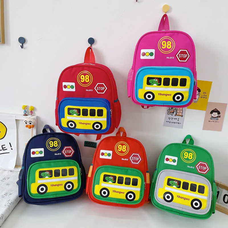 Милый мультяшный рюкзак с автомобилем для детей, детский сад, школьный ранец для мальчиков и девочек, Легкая детская холщовая сумка для книг с принтом Mochila
