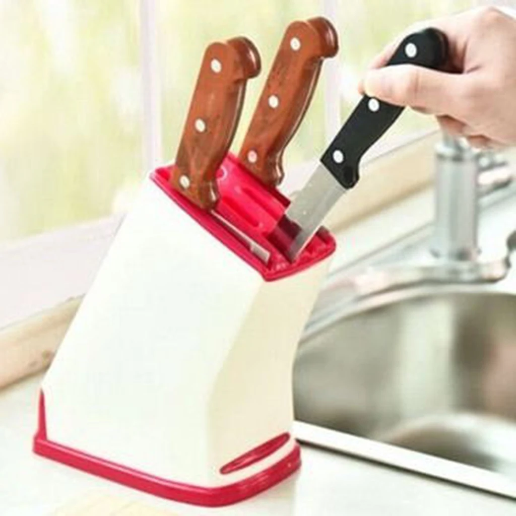 Универсальный блок для хранения кухонных ножей с уникальной конструкцией прорезей для защиты