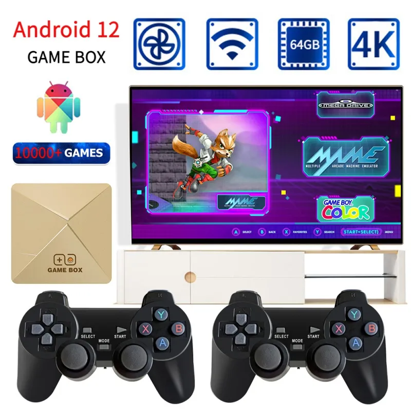 Игровая приставка GAME BOX Android 12 2023 H313 HD 4K 3D 10000 Ретро-игр WiFi 2.4G видеоигра tv box двойная система Домашнего кинотеатра iptv