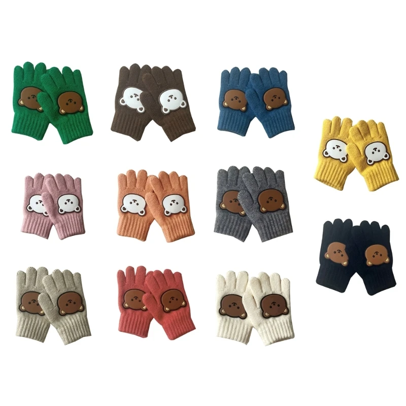 Функциональные детские перчатки, вязаные перчатки для малышей, варежки с полными пальцами, осень-зима 69HE