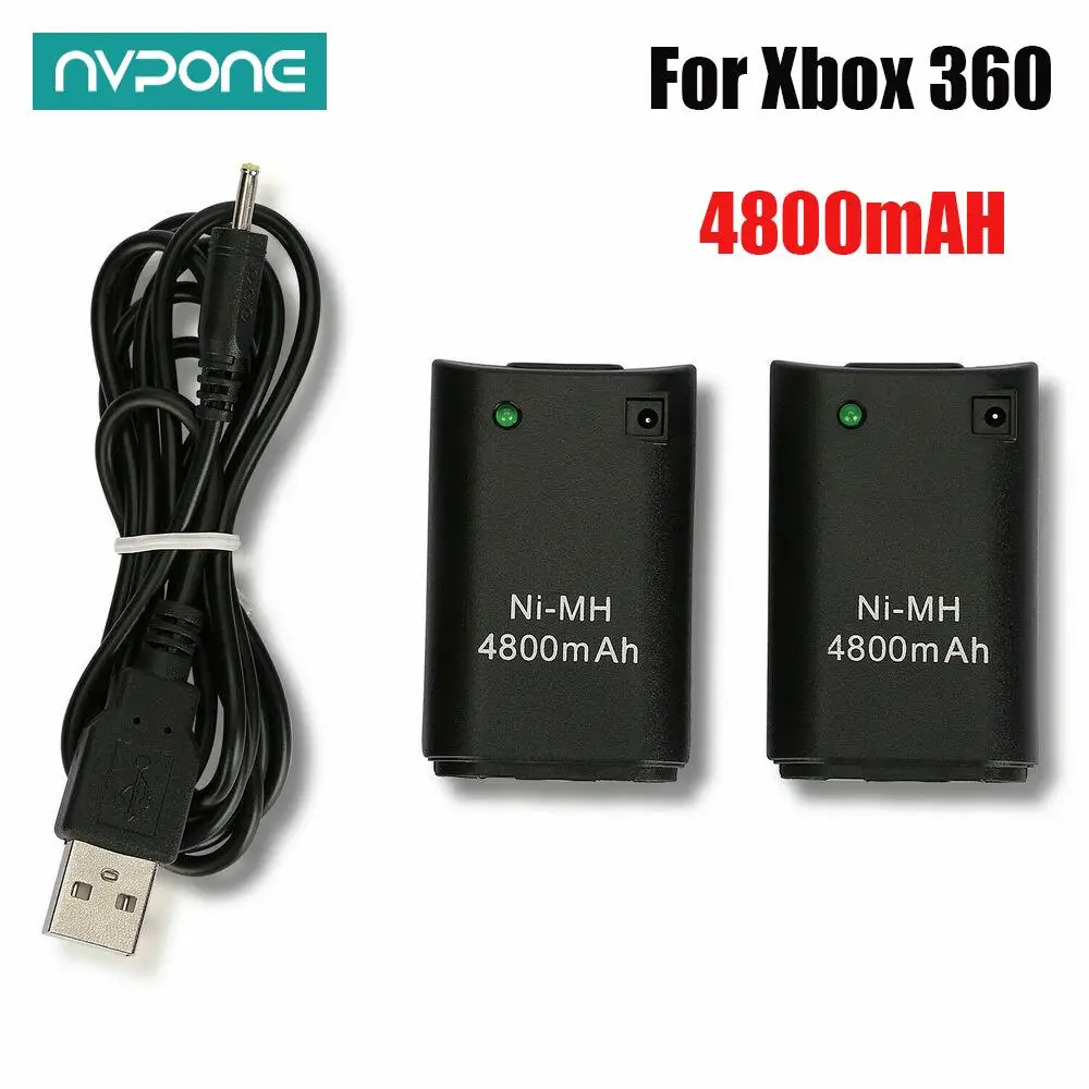 4800 мАч Аккумуляторная Батарея Для Xbox 360 Беспроводной Контроллер Для Xbox 360 Аккумуляторная Батарея + USB Кабель Зарядного Устройства