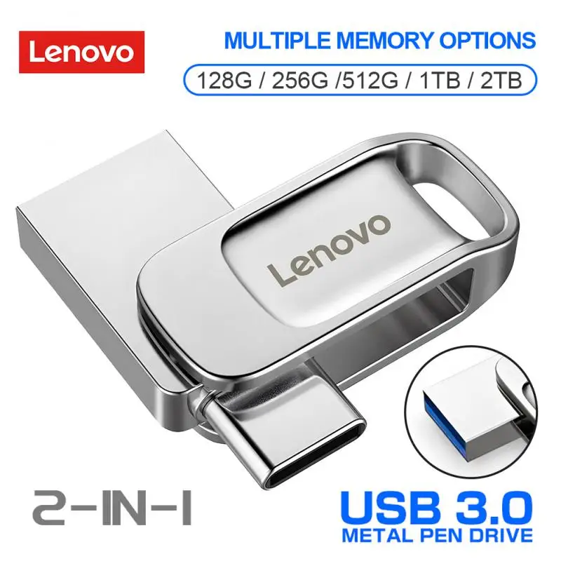 Lenovo USB Флэш-Накопитель 2 ТБ 1 ТБ USB 3,0 Водонепроницаемый Высокоскоростной USB-Накопитель Портативный 512 ГБ Металлический Флешка Флэш-Диск USB для Настольного ПК