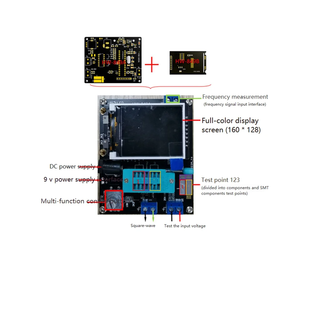 ЖК-дисплей GM328A транзисторно-диодный тестер, измеритель емкости ESR, измеритель частоты напряжения PWM для комплекта генератора прямоугольных волн (A)