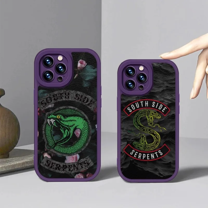 TV Riverdale Southside Serpent Чехол Для Телефона Фиолетовый Для iPhone 14 11 13 12 Pro Max Mini Xs X Xr 7 8 Plus SE2020 Текстура Кожи