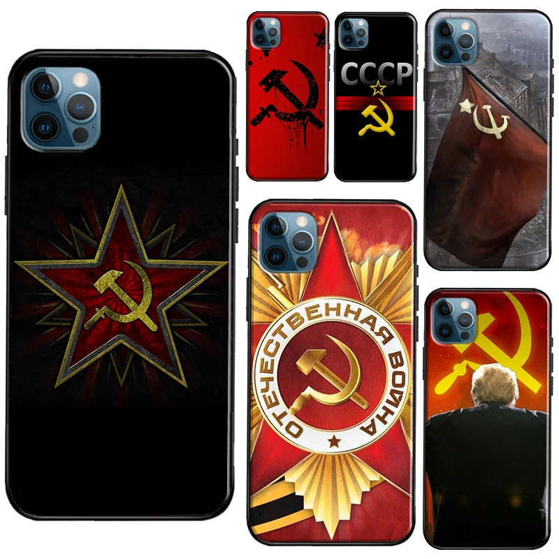 Флаг СССР Чехол Для Телефона Советского Союза Для iPhone 11 14 13 Pro Max XS XR X SE 2020 5S 6S 7 8 Plus 12 mini Задняя Крышка