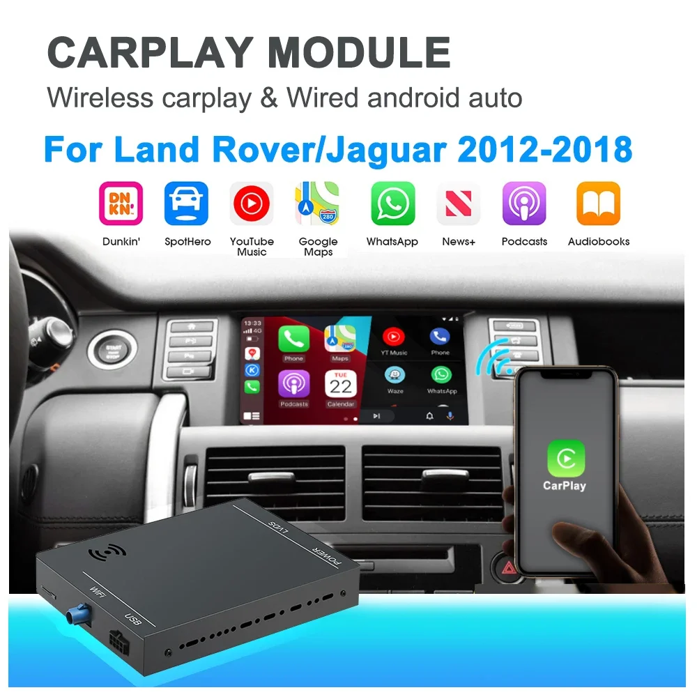 Беспроводной комплект дооснащения Apple CarPlay для Land Range Rover Evoque Discovery 4 Jaguar XE XF F Type Android Auto Mirror Link