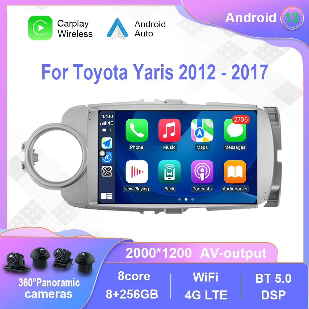 Android 12.0 Для Toyota Yaris 2012-2017 Автомобильный Радио Мультимедийный Видеоплеер Навигация стерео GPS Carplay No 2din 2 din dvd