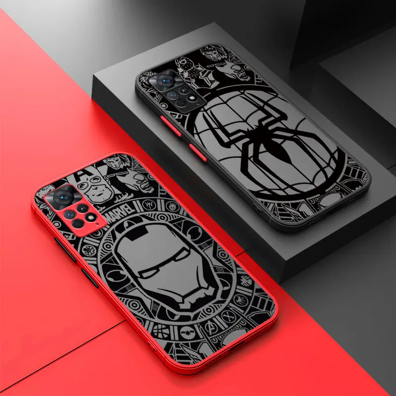Противоударный Матовый Чехол для Xiaomi Redmi Note 12 Pro 5G 9T 10 Pro 8 Pro 11 Pro 9S 9 Pro Силиконовый Чехол Marvel Iron Man Sqiderman