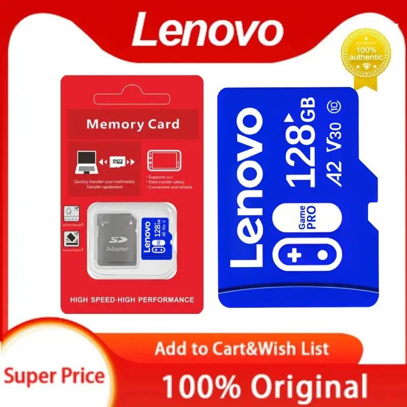 Lenovo Micro TF SD Card Оригинальная Карта Памяти 128 ГБ 256 ГБ 512 ГБ A2 Class10 TF Флэш-Карта Для Спортивной Видеокамеры Камеры Наблюдения