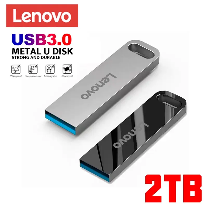 Металлические usb-накопители Lenovo USB 3.0, высокоскоростная флешка для чтения, 2 ТБ, 1 ТБ, портативный водонепроницаемый флэш-диск Memoria Usb