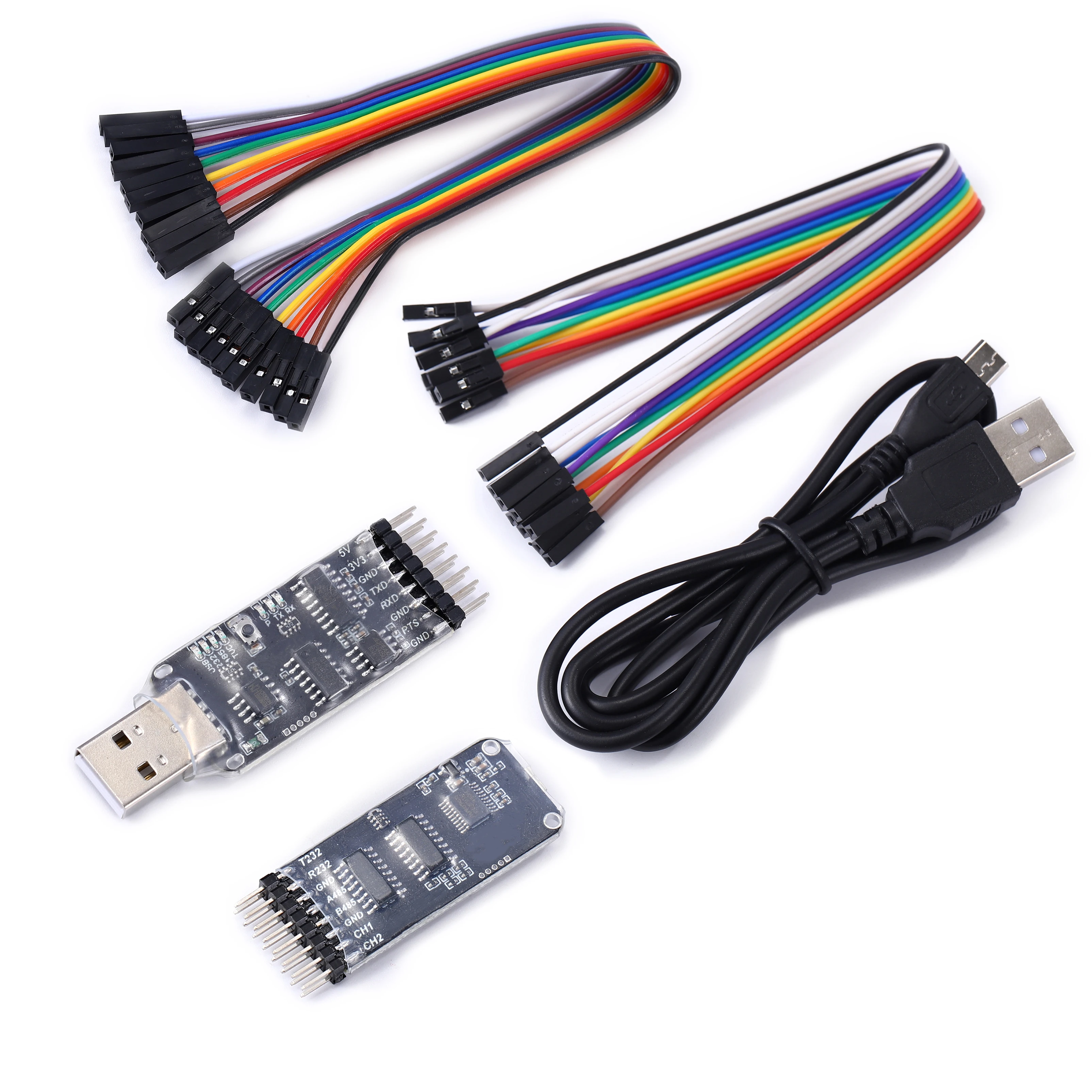 10-в-1 CP2102 CH340G Последовательный модуль USB-TTL Многофункциональная Плата Последовательного порта RS485 RS232 с кабелем 0-30 В