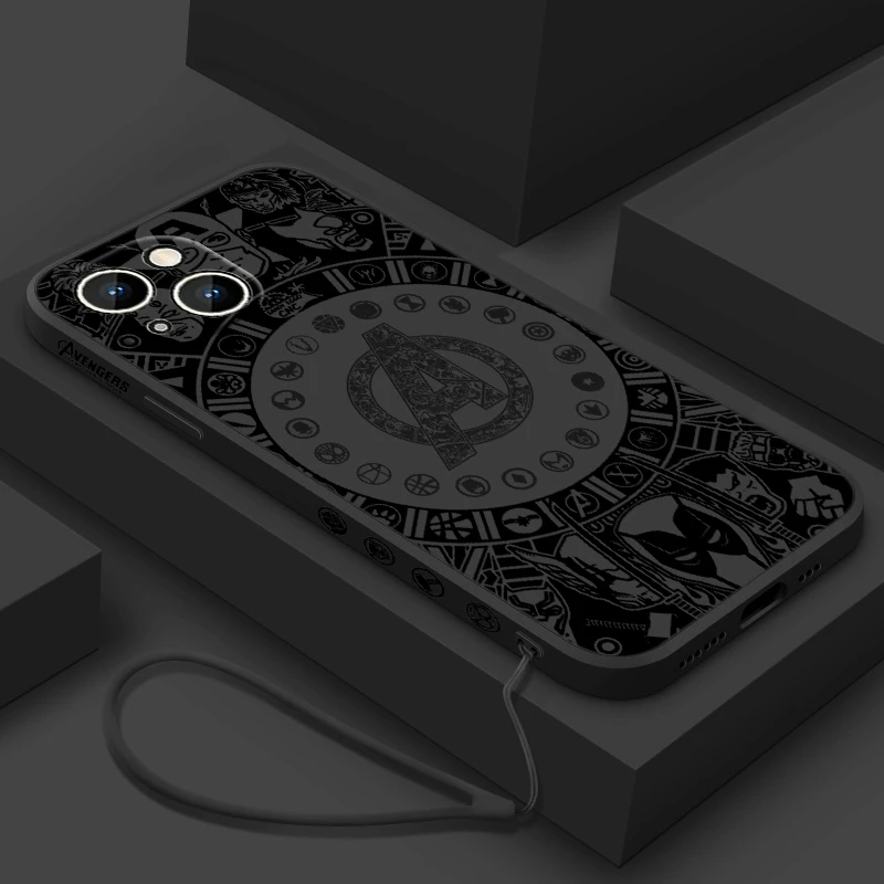 НОВЫЕ Marvel Avengers Для Apple iPhone 15 14 13 12 11 XS XR X 8 7 Pro Max Plus Mini С Жидкой Левой Веревкой Чехол Для Телефона