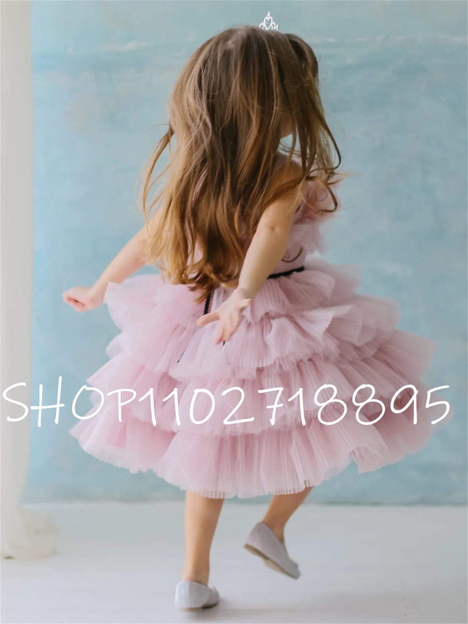 Пышное платье принцессы, Многослойные платья для девочек в цветочек, Розовое платье с перьями для девочек, платье для свадебной вечеринки, детское платье, милое платье для первого причастия