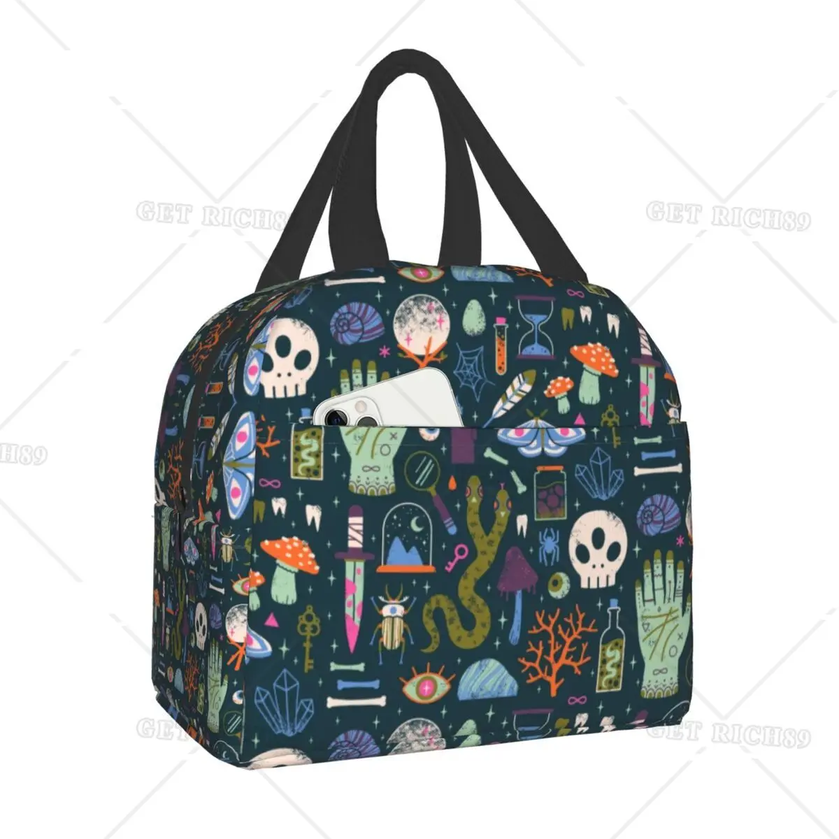 Курьезы Сумки для ланча с рисунком ведьмы на Хэллоуин, мужские, женские, с термоизоляцией, ланч-бокс для детей, школьная сумка для пикника, сумка для хранения