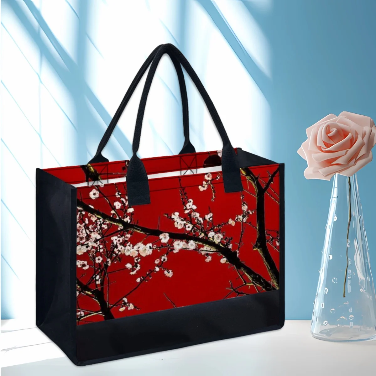Женские сумки Cherry Blossom с красным рисунком, Повседневные женские сумки, сумка для покупок на открытом воздухе, Женские подарки, Bolsos Mujer 2023