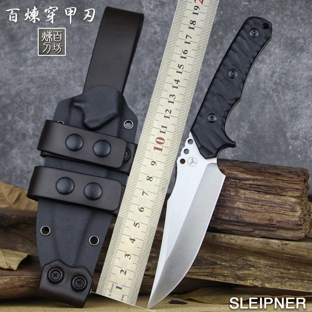 ЛЕНГРЕН Высококачественный прямой нож для выживания на открытом воздухе из стали SLEIPNER высокой твердости 62HRC, полноразмерный охотничий нож с ножнами K-образной формы