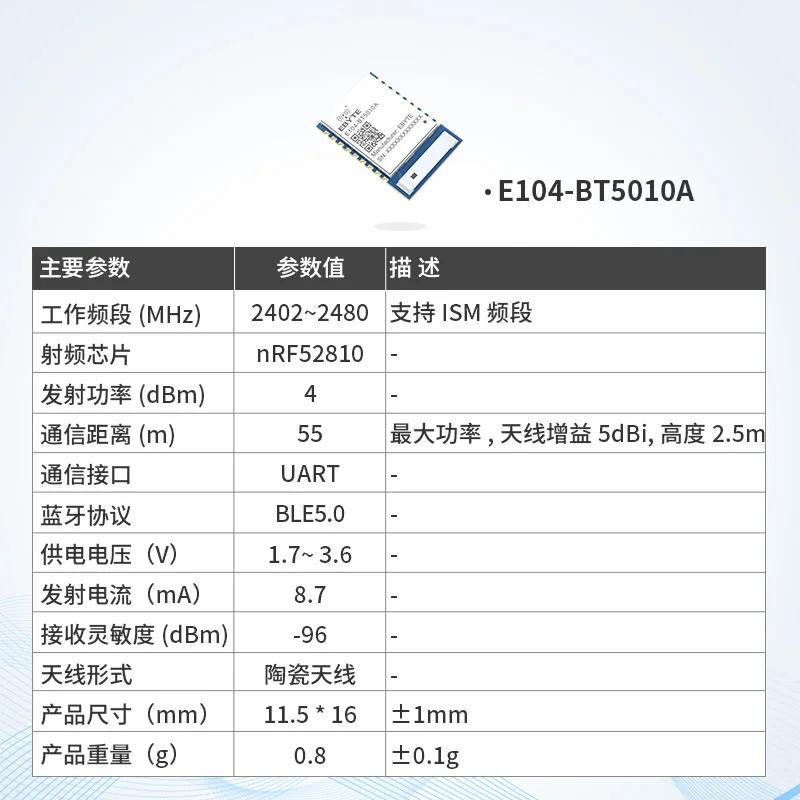 E104-BT5010A 2,4 ГГц NRF52810 UART ПОСЛЕДОВАТЕЛЬНЫЙ ПОРТ BLE5.0/5.1 БЕСПРОВОДНОЙ МОДУЛЬ BLUETOOTH