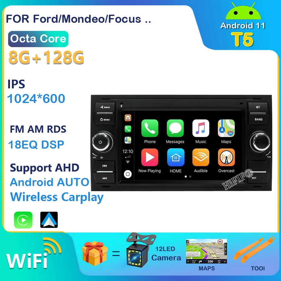 Android 11 Авто Радио Стерео Мультимедийный Видеоплеер Навигация GPS Для Ford Focus 2 Ford Fiesta Mondeo 4 C-Max БЕЗ DVD 2din