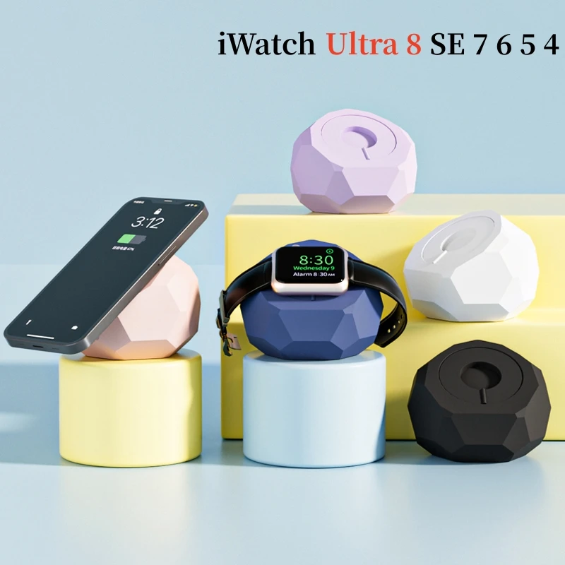 Силиконовая Подставка Для Зарядного Устройства 2 в 1 Для IPhone14 Apple Watch Serise 5 6 7 8 Ultra 49 мм 44 мм 45 мм 40 мм 41 мм Настольный Держатель iphone 14Pro