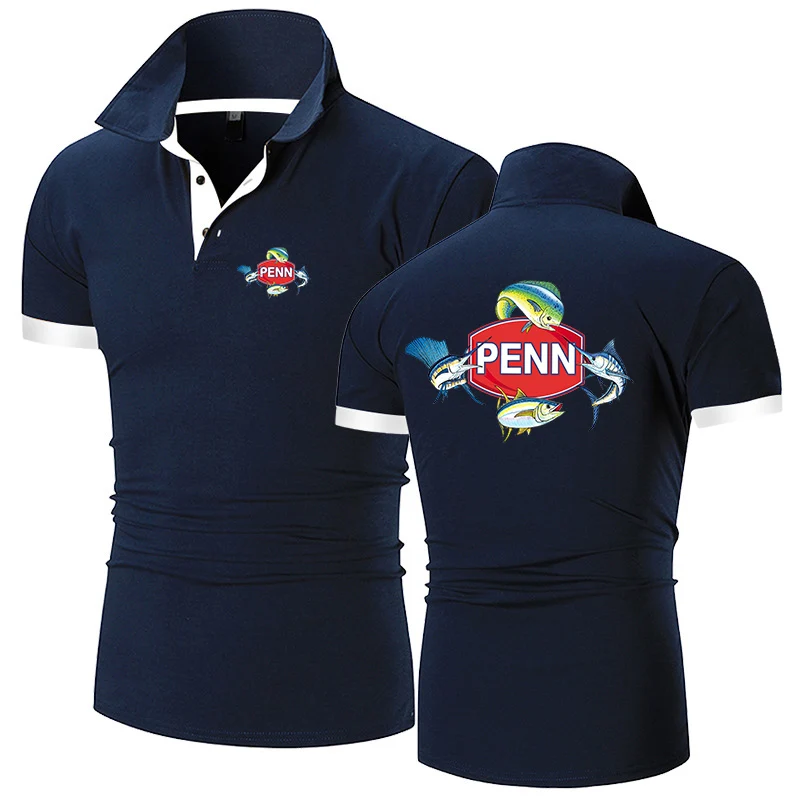 Penn Fishing Reel 2023 Мужская Новая Летняя Горячая рубашка Поло с принтом, Повседневные Высококачественные хлопковые топы с короткими рукавами в стиле харадзюку, футболки