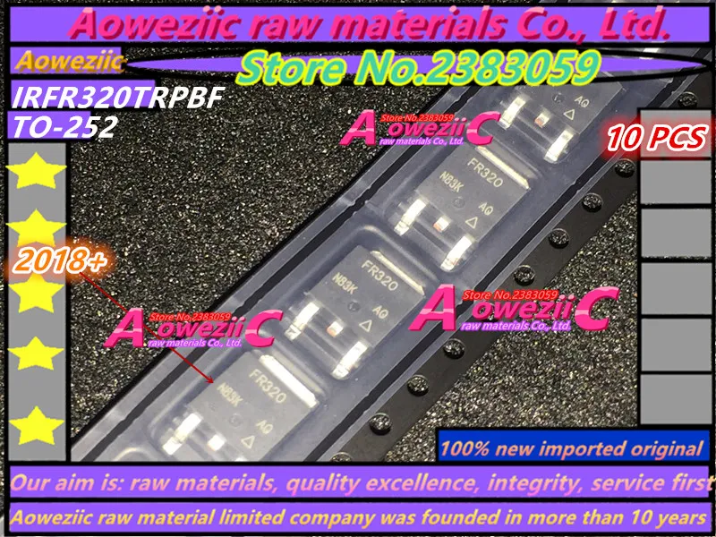 Aoweziic 2018 + 100% новый импортный оригинальный IRFR320TRPBF IRFR320 FR320 TO-252 N-Канальный полевой МОП-транзистор 3.1A 400V
