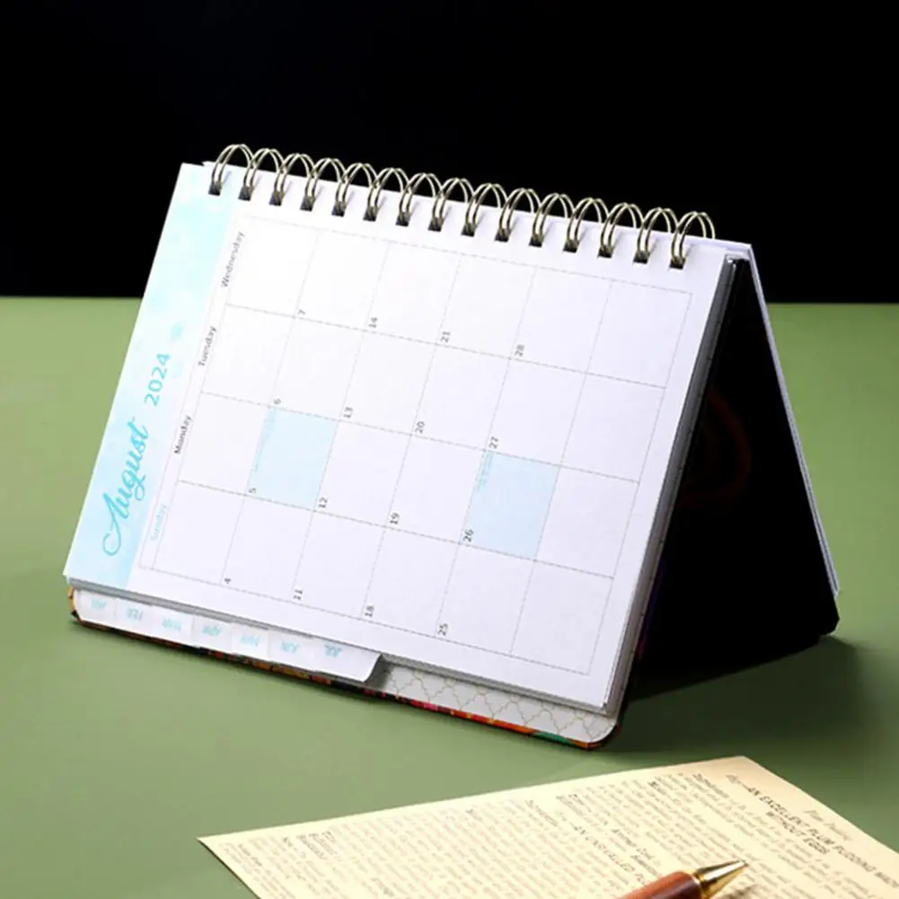 Еженедельный Ежемесячный планировщик Премиум-класса в цветочной тематике, блокнот формата А5, ежемесячный планировщик с ровным почерком, Утолщенные страницы, календарь на катушках